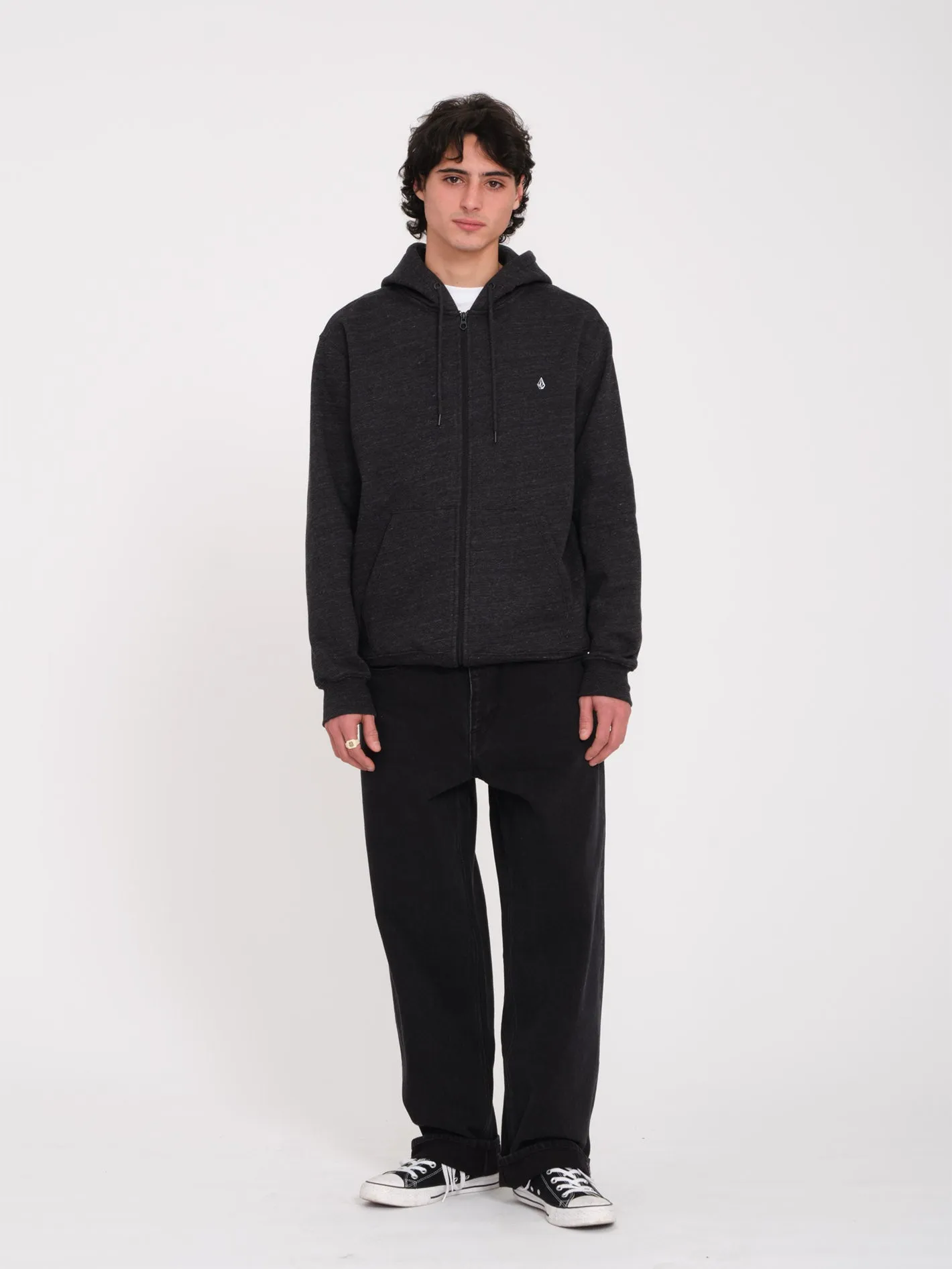 Single Stone Zip Hoodie - HEATHER BLACK
