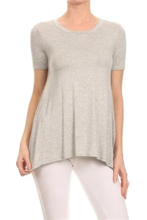 Solid Short Sleeve Loose Fit Tunic Gray - Pack of 6