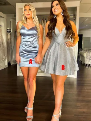 Spaghetti Strap A-line Mermaid Short Homecoming Dresses, HDS0050