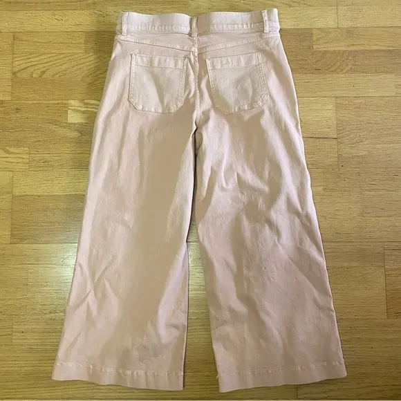 Spanx Pale Rose Garment Dyed Cropped Career Preppy Coastal Pull On Wide Leg Jea…