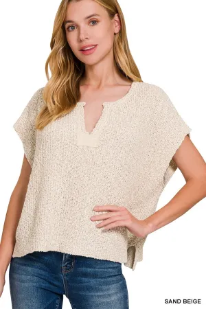 split neck sweater top