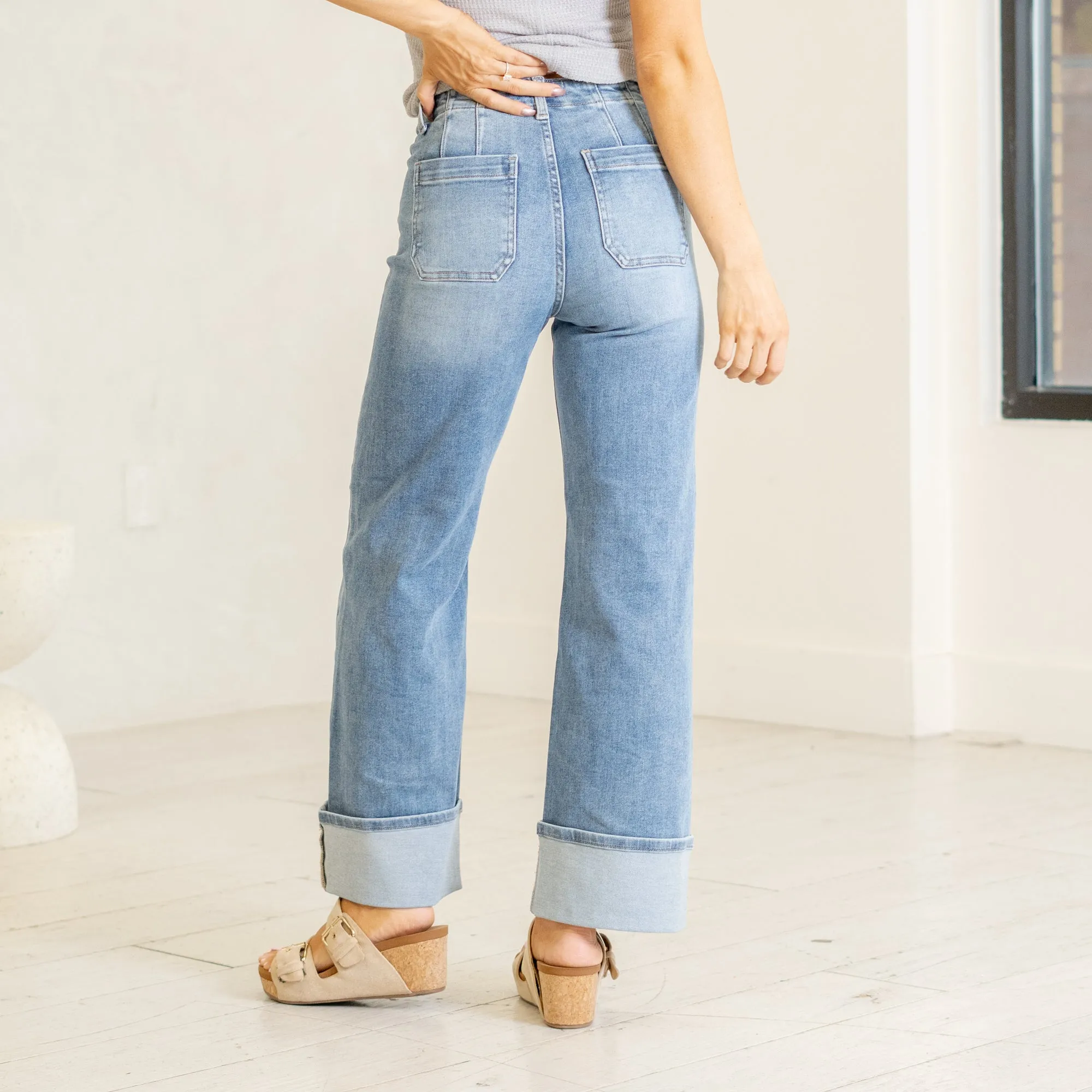 Spring is in the Air High Rise Cuffed Wide Leg