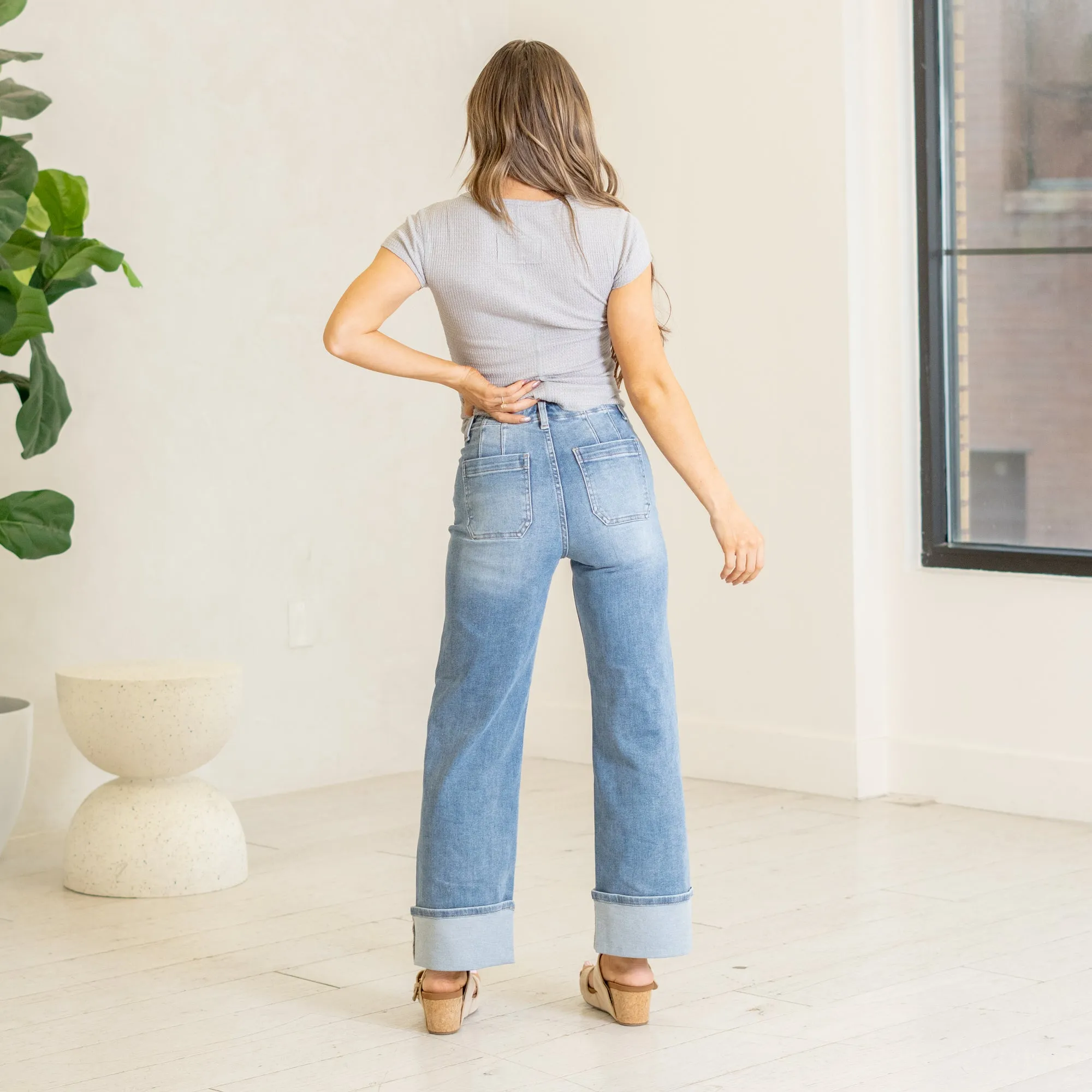 Spring is in the Air High Rise Cuffed Wide Leg
