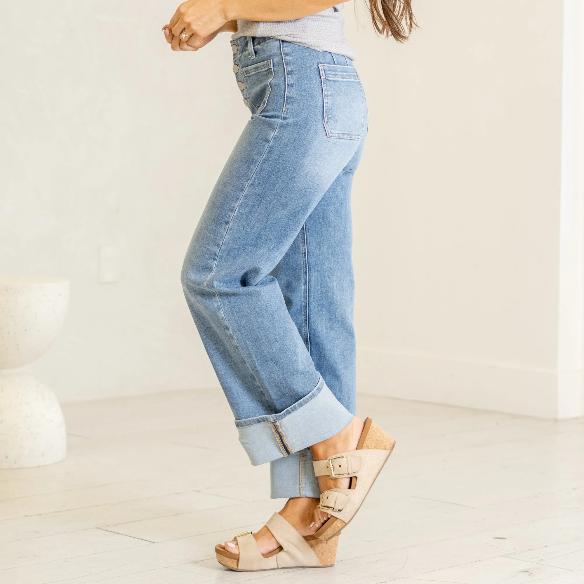 Spring is in the Air High Rise Cuffed Wide Leg
