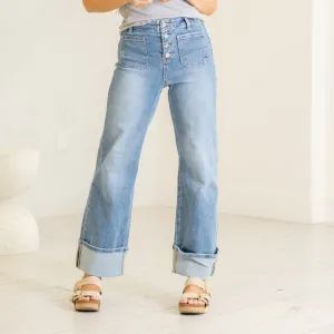 Spring is in the Air High Rise Cuffed Wide Leg