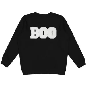 Sweet Wink BOO Patch Halloween Adult Sweatshirt - Black