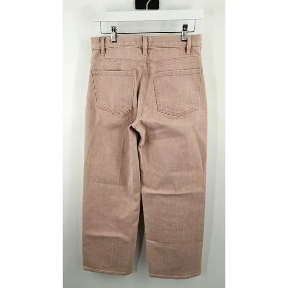 Theory Jeans Size 26 Women‎ Treeca Dyed Blush Pink Mid-Rise Wide Leg Crop Denim