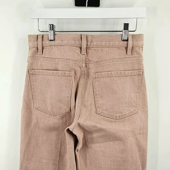 Theory Jeans Size 26 Women‎ Treeca Dyed Blush Pink Mid-Rise Wide Leg Crop Denim