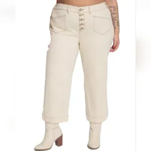 Torrid Wide Leg Jeans Woman Plus 18W Stretch Denim Button Fly Nautical Coastal