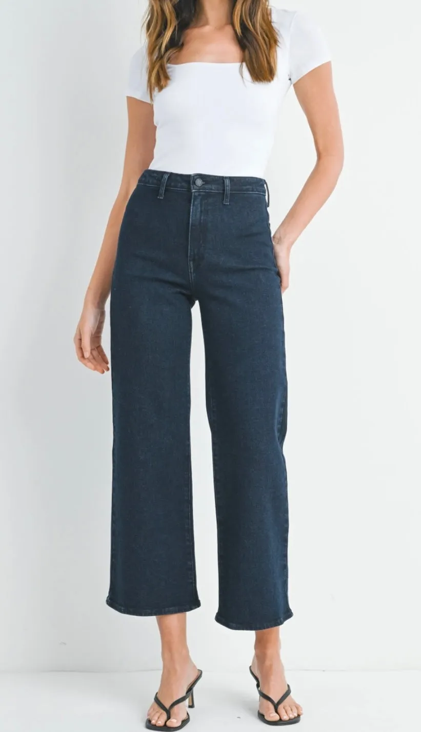Trouser Wide Leg in Dark Denim