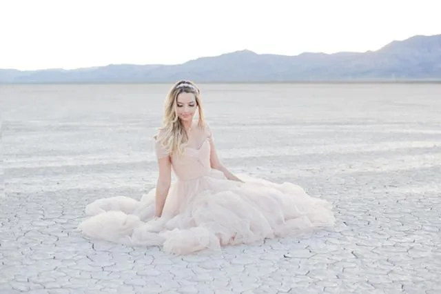 Tulle Blushing Pink Bride Dresses for Beach Weddings