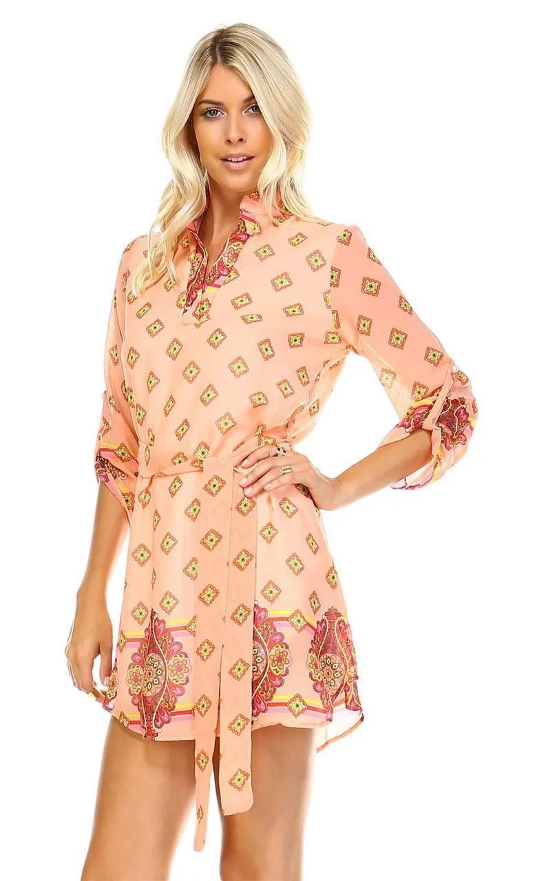 Tunic Top Blouse Pink Coral