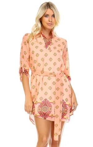 Tunic Top Blouse Pink Coral