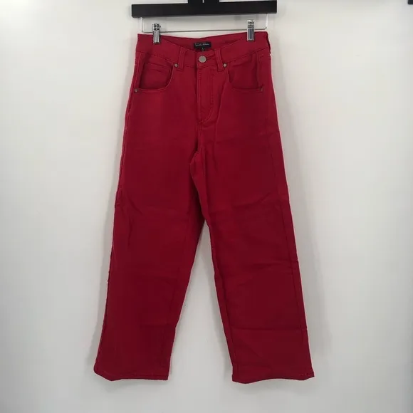UNIVERSAL STANDARD Bae Boyfriend Jeans Cropped Red Scooter High Rise Stretch