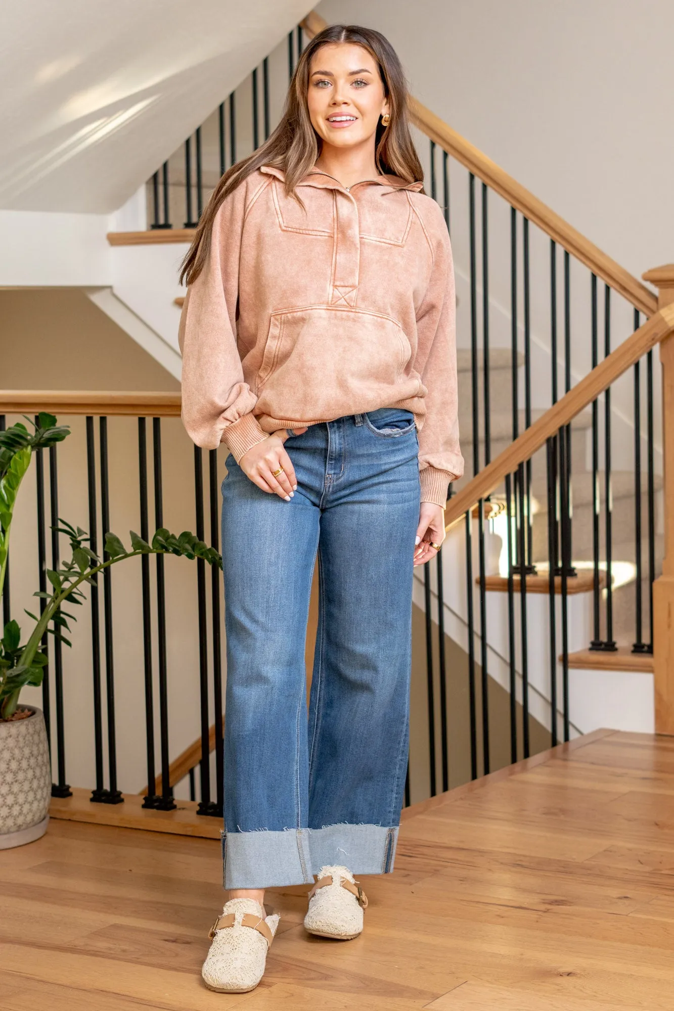 Upstate Cuffed High Rise Wide Leg