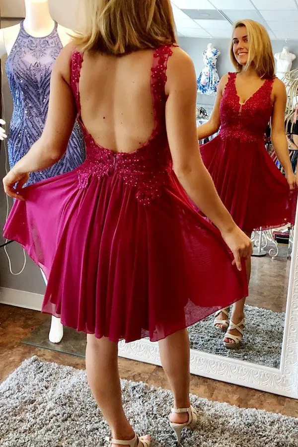 V-neck Homecoming Dress,Custom Made Hoco Dresses, Short Prom Dress,MH501