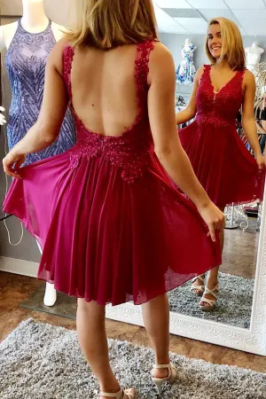 V-neck Homecoming Dress,Custom Made Hoco Dresses, Short Prom Dress,MH501
