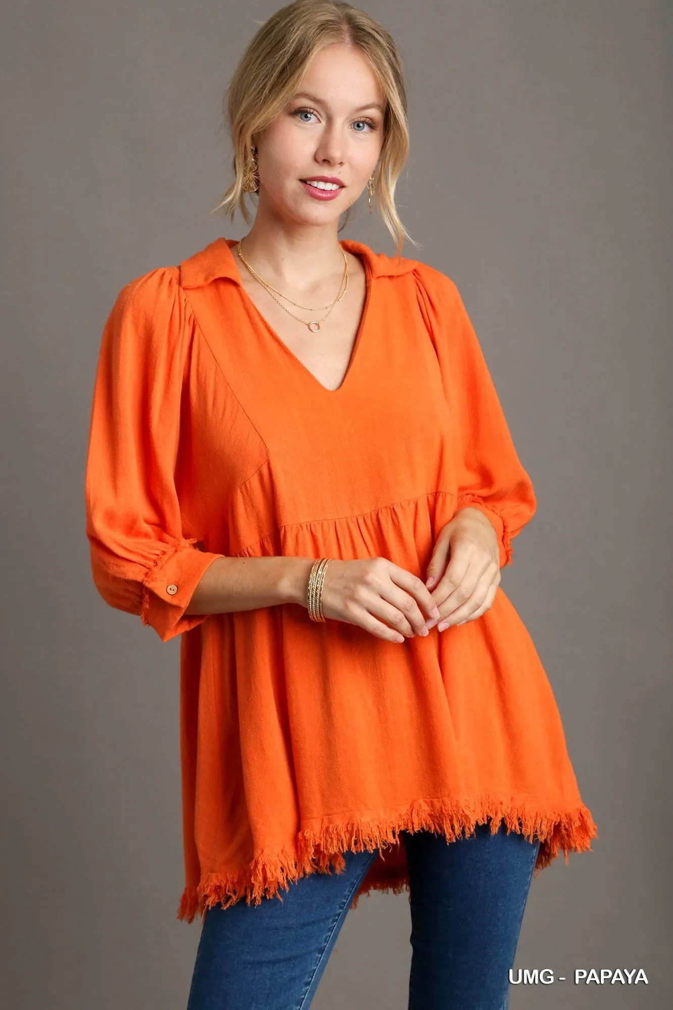 V-neck Papaya Tunic