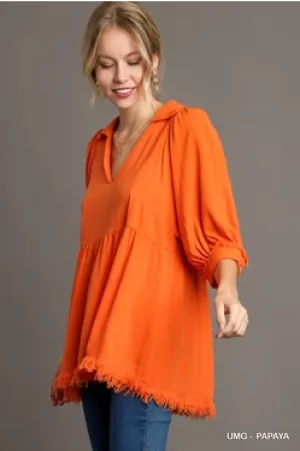V-neck Papaya Tunic