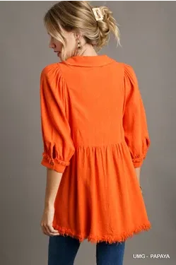 V-neck Papaya Tunic