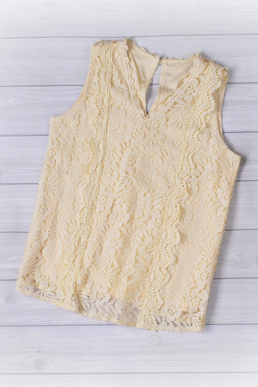 Wine Red Lace V Neck Tank Top