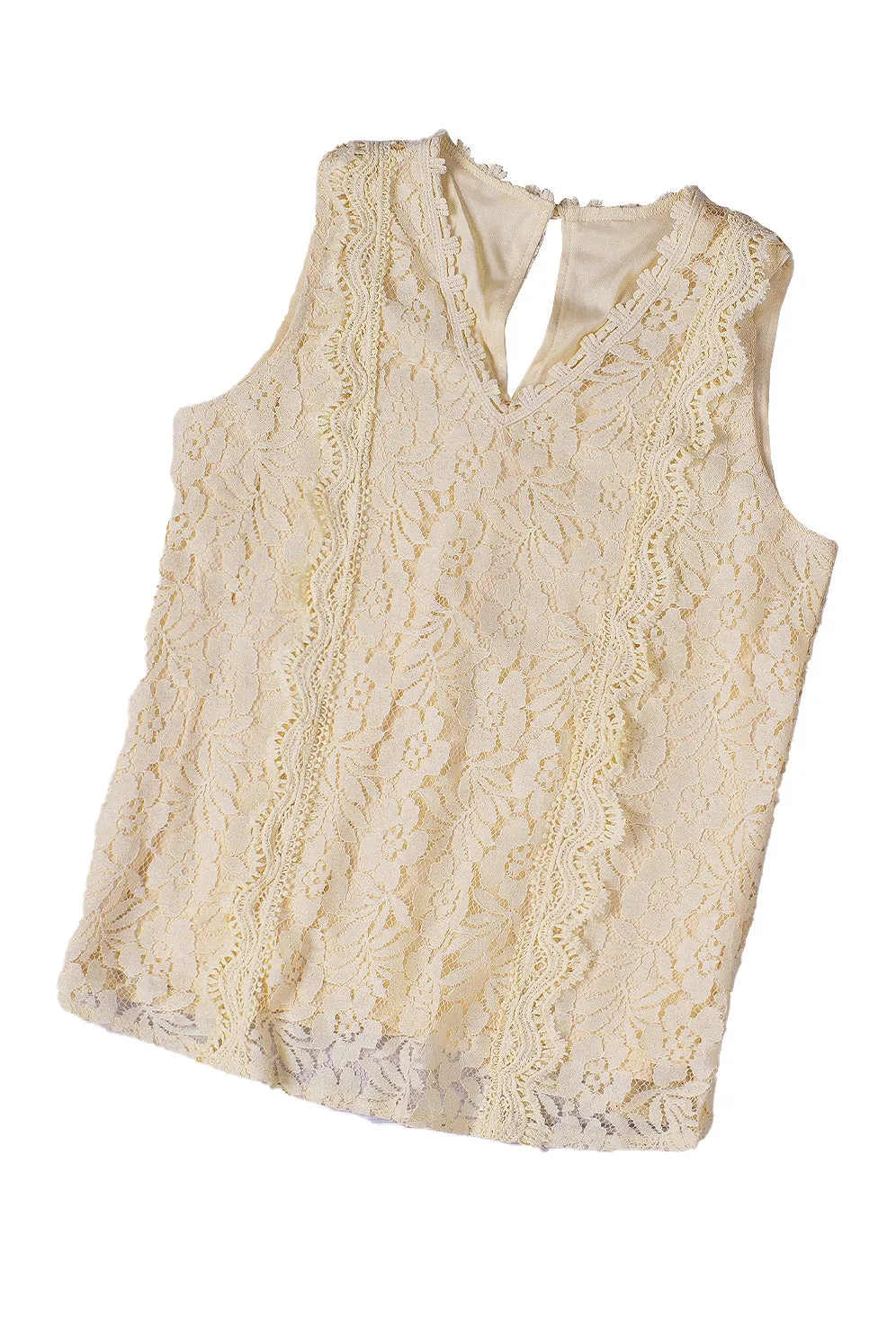 Wine Red Lace V Neck Tank Top