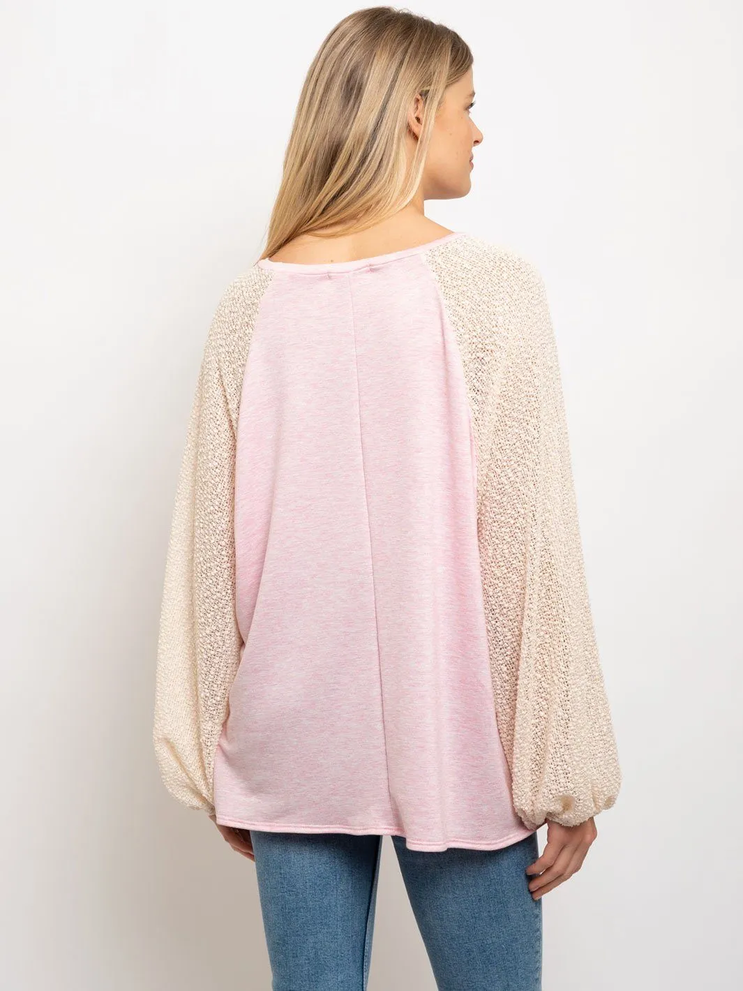 WOMEN'S DOLMAN POPCORN RAGLAN SLEEVE TOP