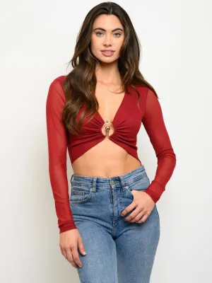 WOMEN'S FRONT OPEN TRIM DETAIL V NECK BODYSUIT