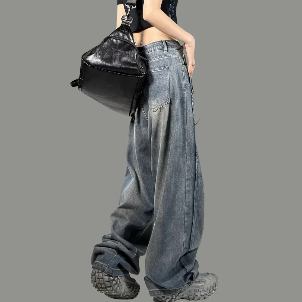 Women's High Street Washed Wide Leg Jeans