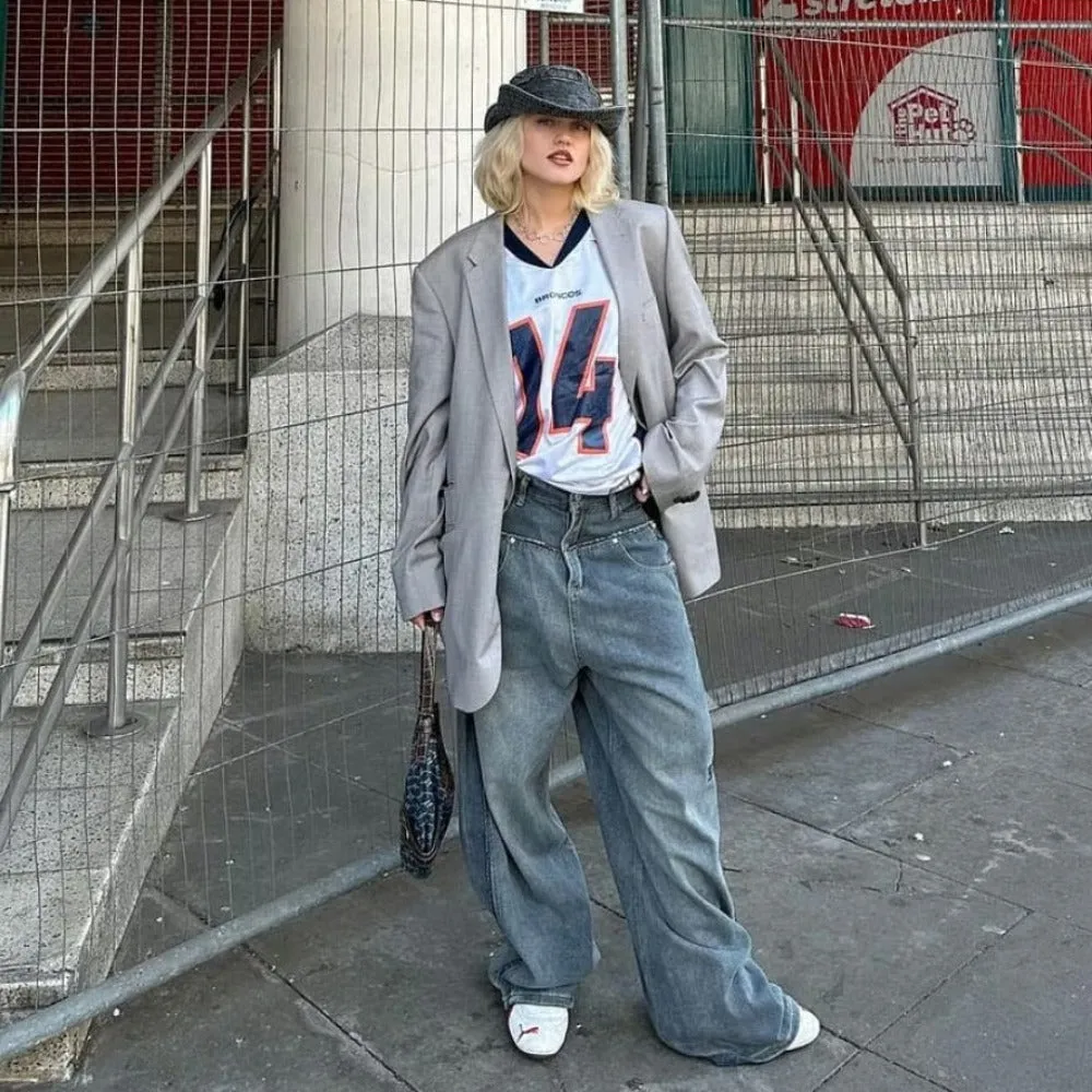 Women's High Street Washed Wide Leg Jeans
