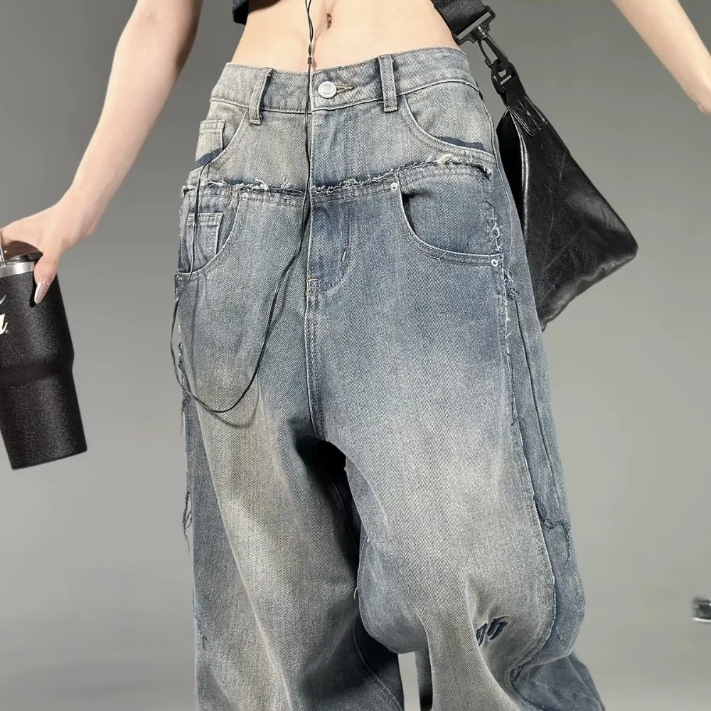Women's High Street Washed Wide Leg Jeans