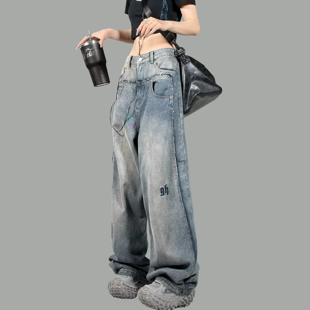 Women's High Street Washed Wide Leg Jeans