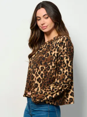 WOMENS LONG SLEEVE ANIMAL PRINT TOP