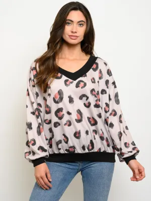 WOMEN'S LONG SLEEVE ANIMAL PRINT TOP