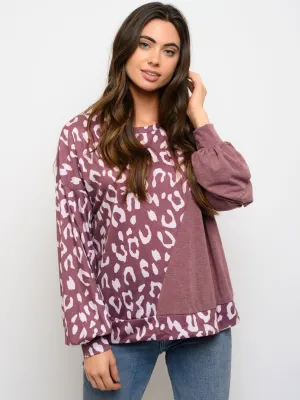 WOMEN'S LONG SLEEVE ANIMAL PRINT TOP