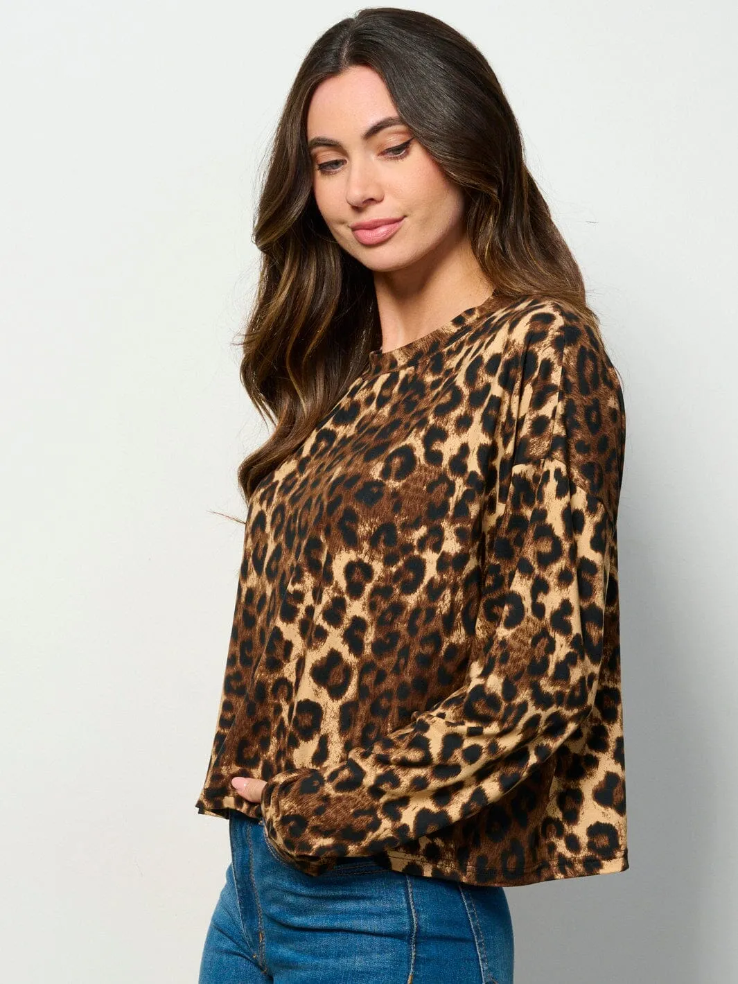 WOMENS LONG SLEEVE ANIMAL PRINT TOP