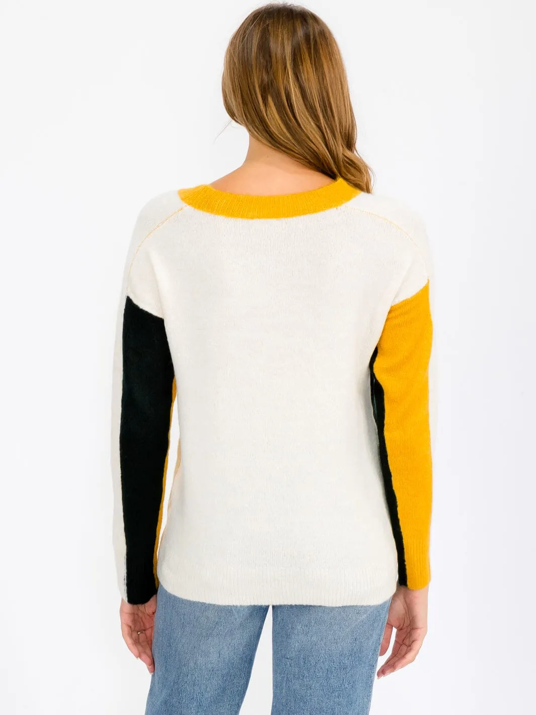 WOMEN'S LONG SLEEVE COLORBLOCK BLOUSE TOP