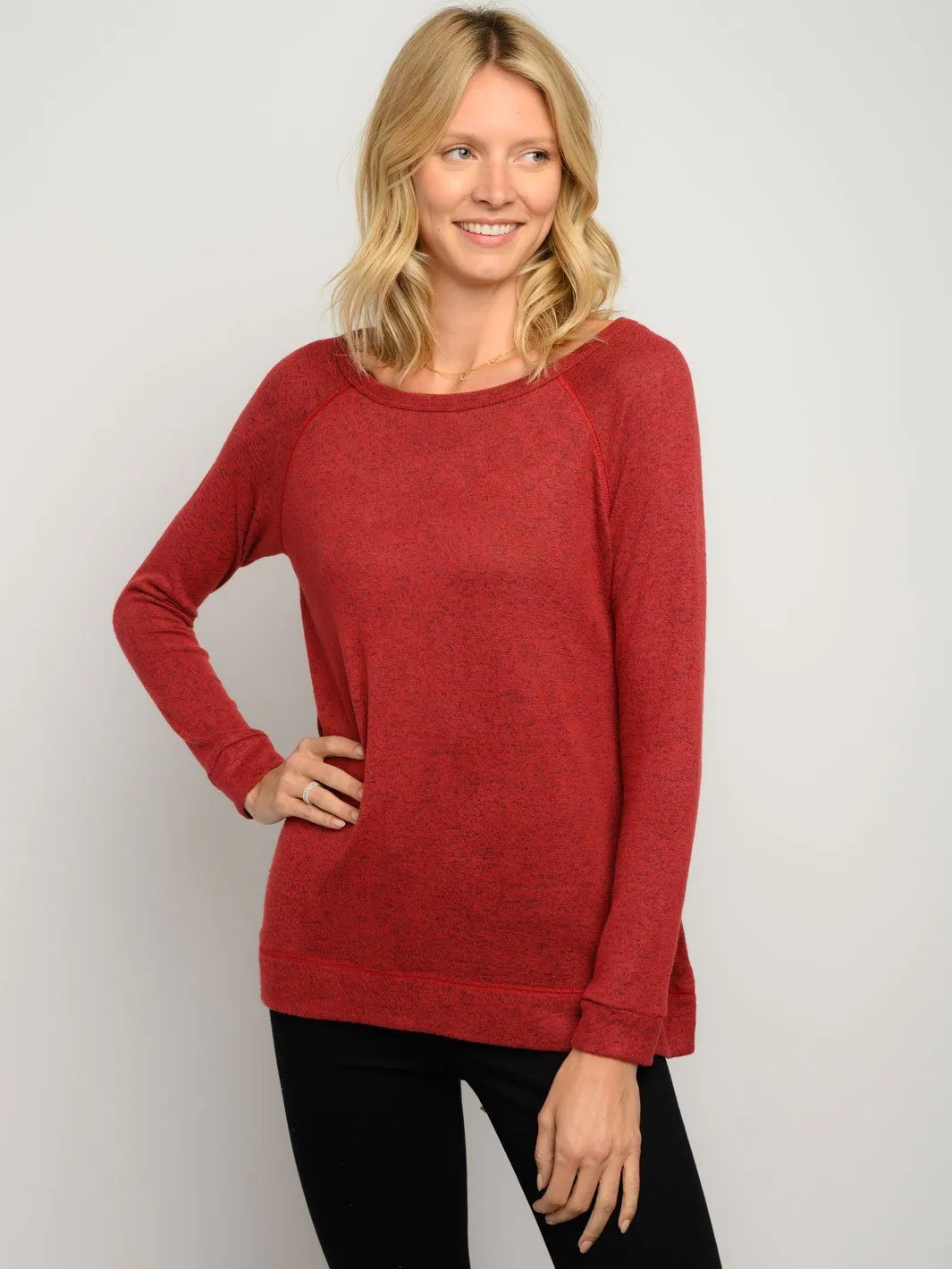 WOMEN'S LONG SLEEVE FLATLOCK STITCHING TOP