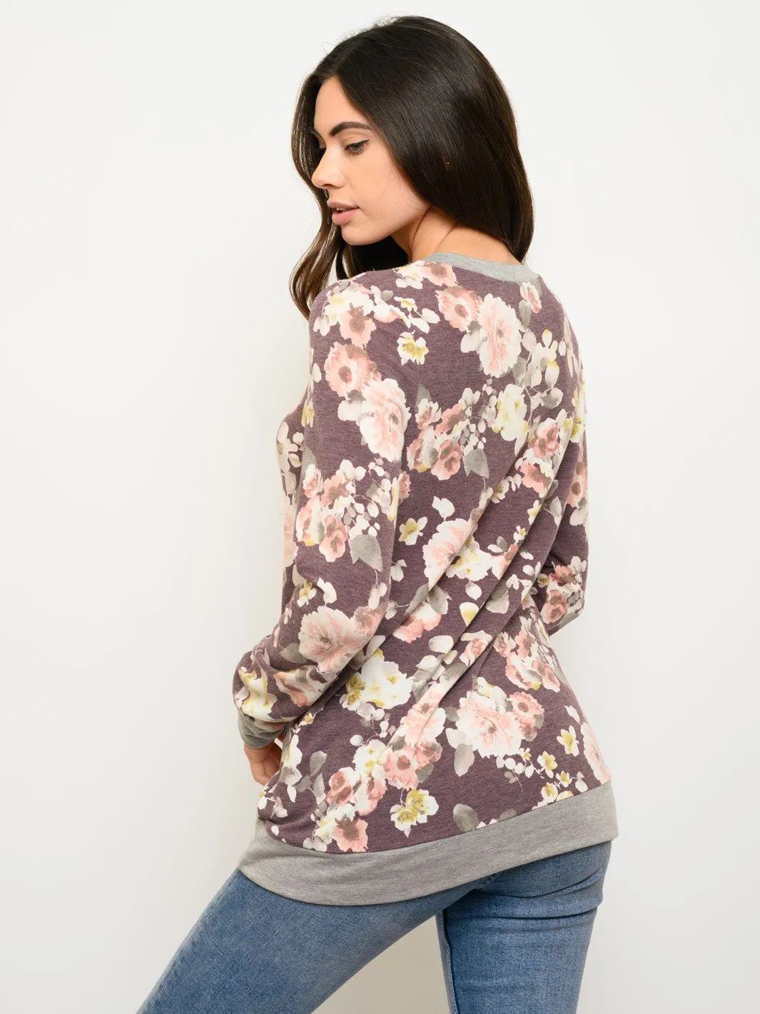 WOMEN'S LONG SLEEVE FLORAL TOP