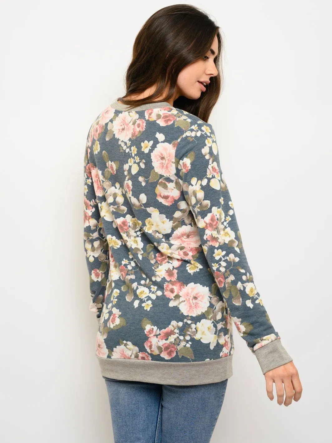 WOMEN'S LONG SLEEVE FLORAL TOP