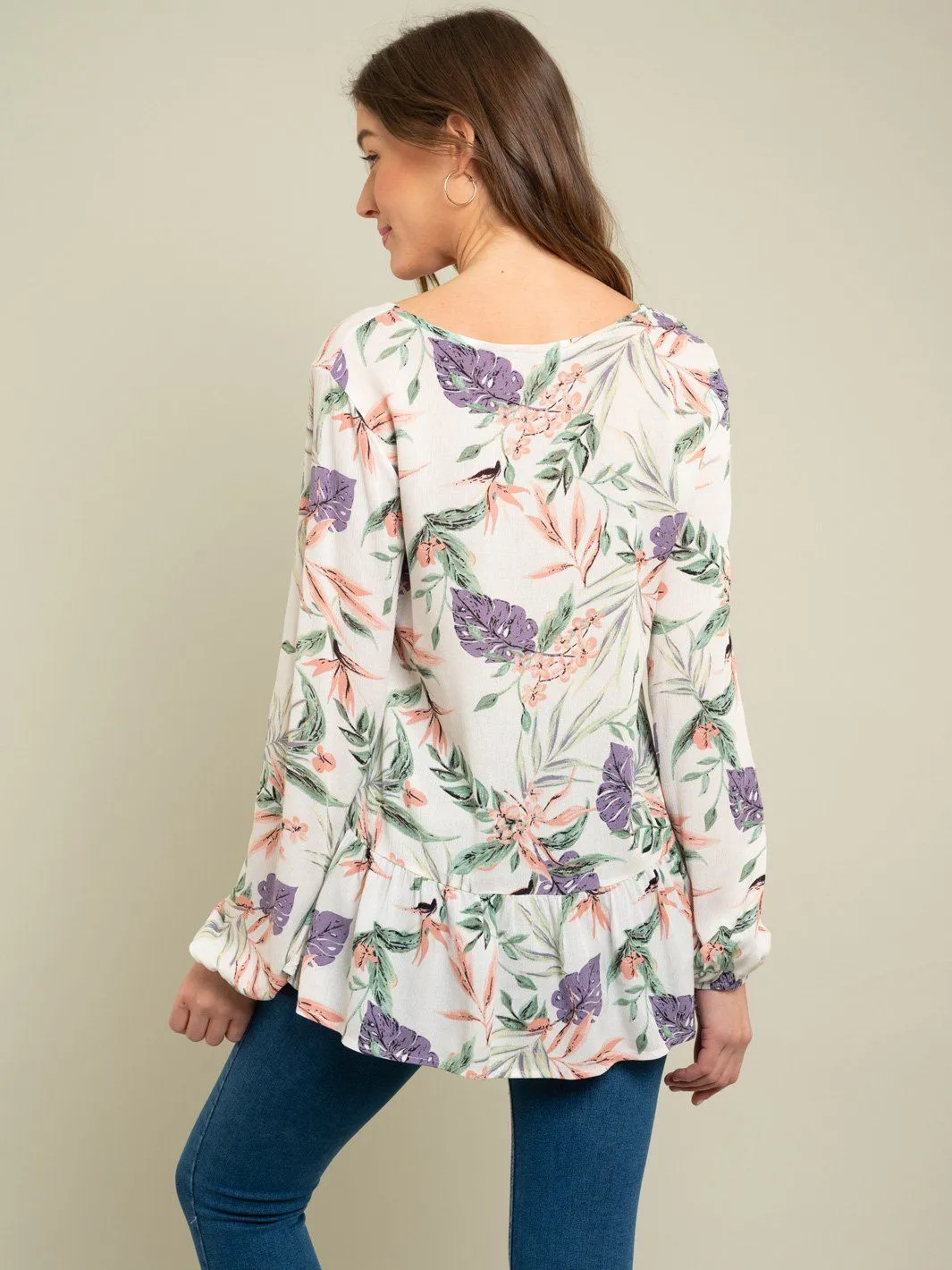 WOMEN'S LONG SLEEVE FLORAL TOP