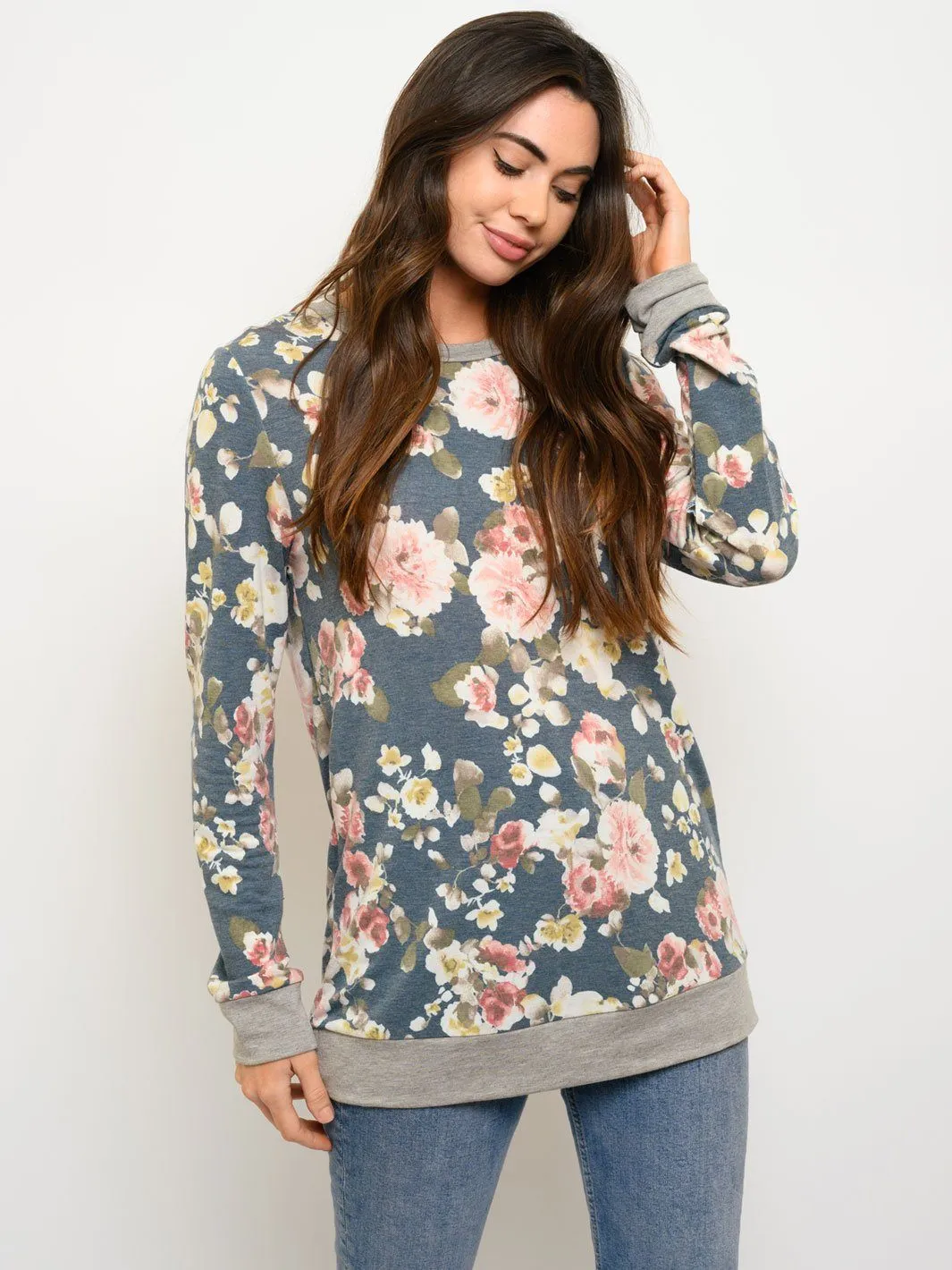 WOMEN'S LONG SLEEVE FLORAL TOP