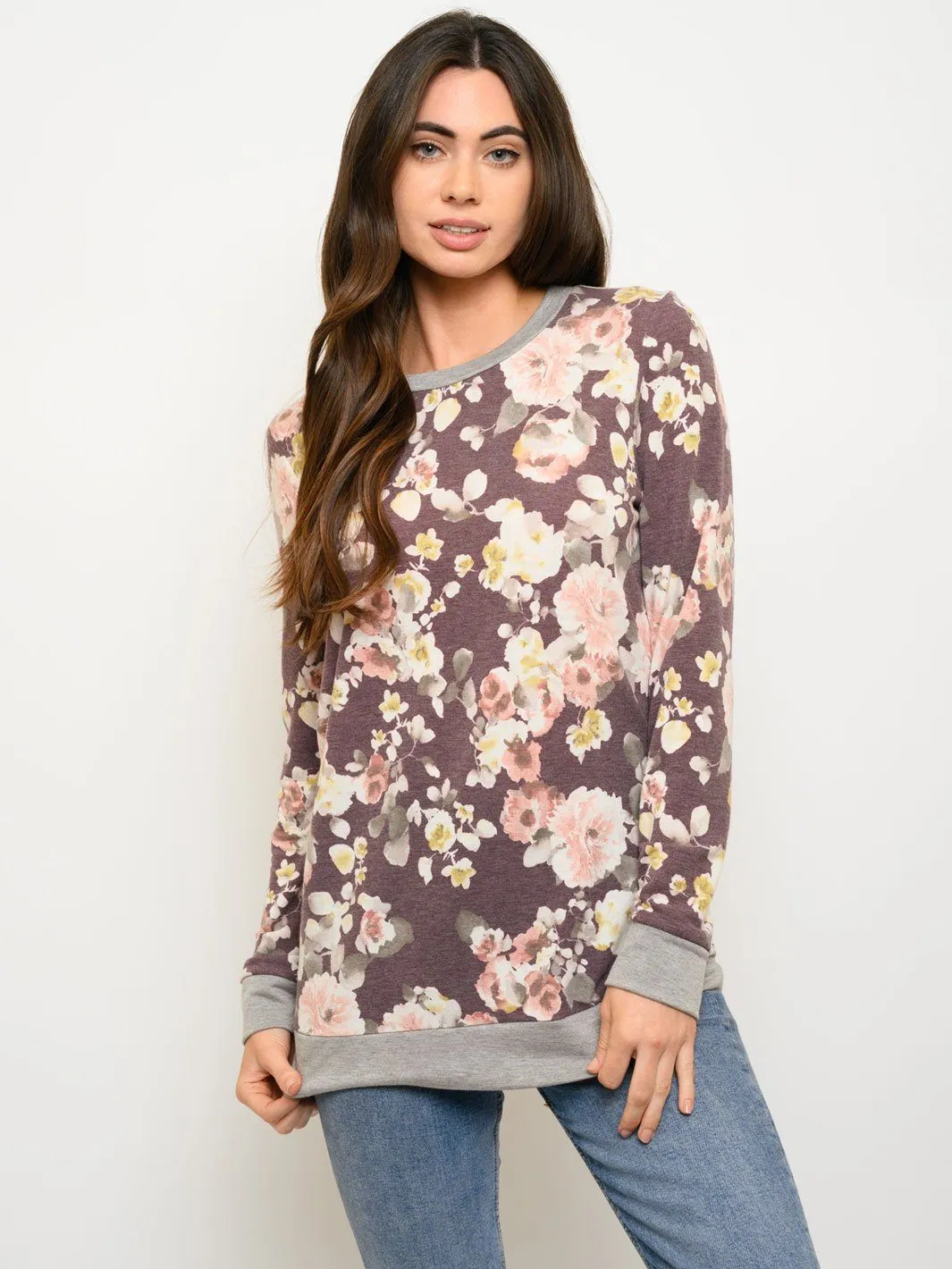 WOMEN'S LONG SLEEVE FLORAL TOP