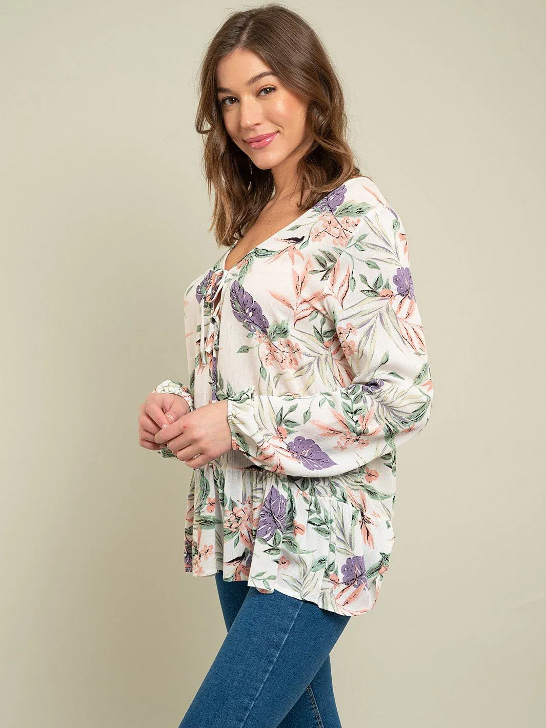 WOMEN'S LONG SLEEVE FLORAL TOP