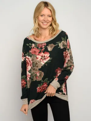 WOMEN'S LONG SLEEVE FLORAL TOP