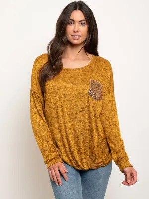WOMEN'S LONG SLEEVE FRONT KNOT POCKET TOP