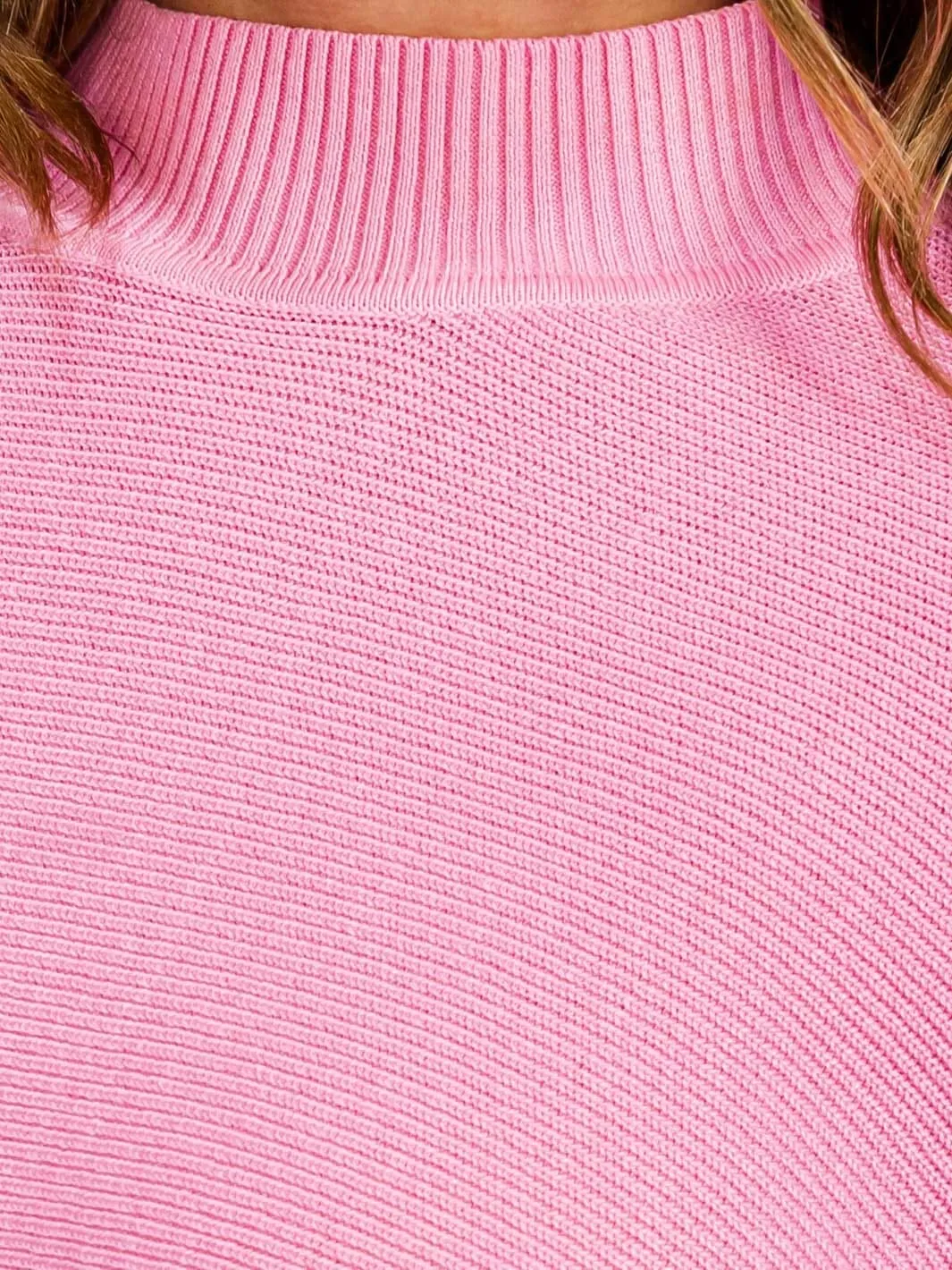 WOMEN'S LONG SLEEVE MOCK NECK KNIT CROP TOP
