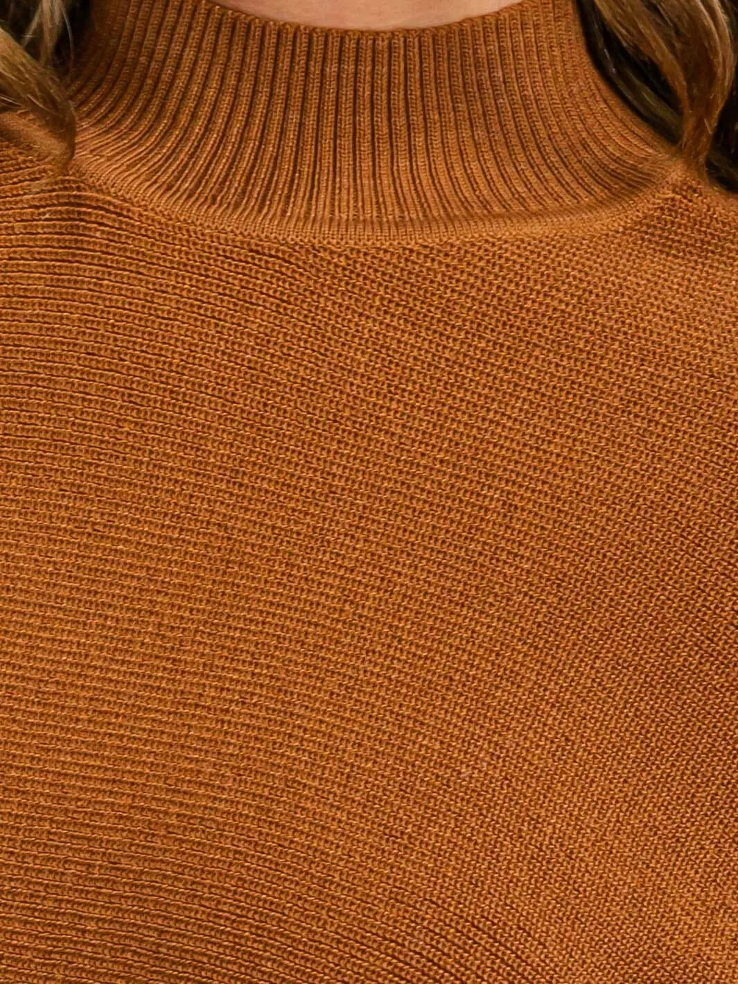WOMEN'S LONG SLEEVE MOCK NECK KNIT CROP TOP