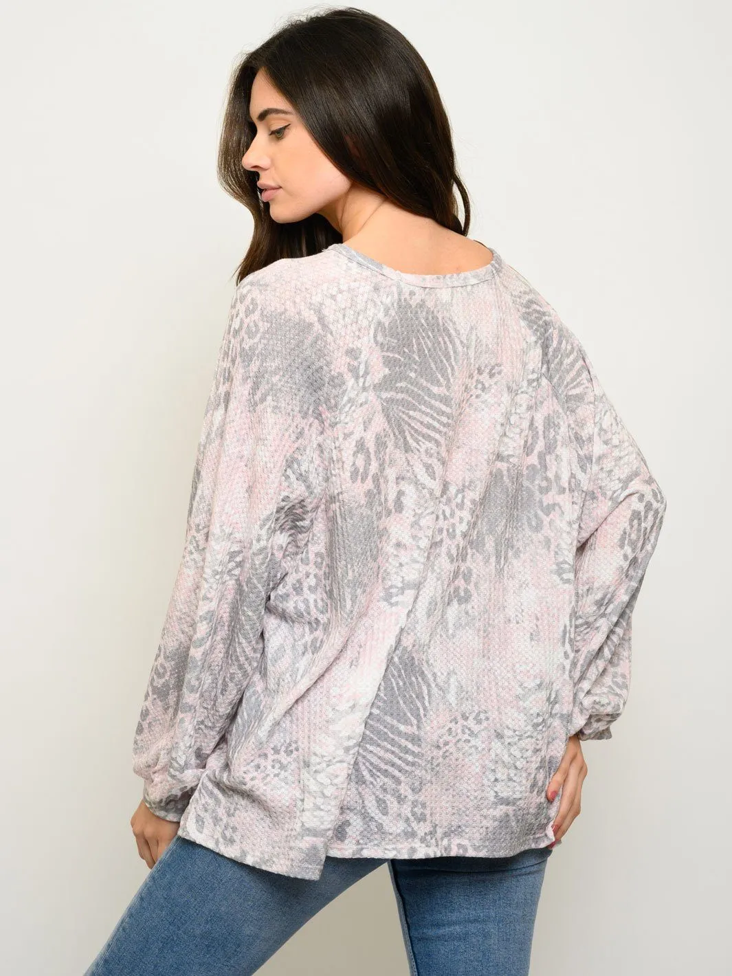 WOMEN'S LONG SLEEVE MULTI ANIMAL PRINT TOP