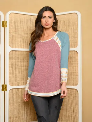 WOMEN'S LONG SLEEVE MULTI COLOR TOP